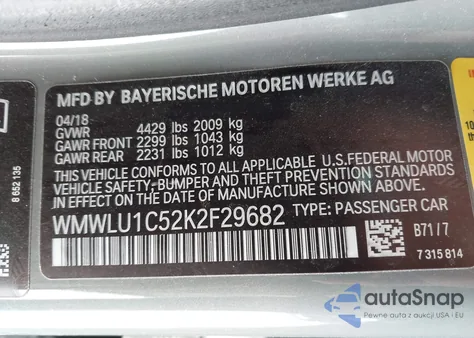 2019 Mini Clubman Cooper z USA, uszkodzony, nr VIN WMWLU1C52K2F29682